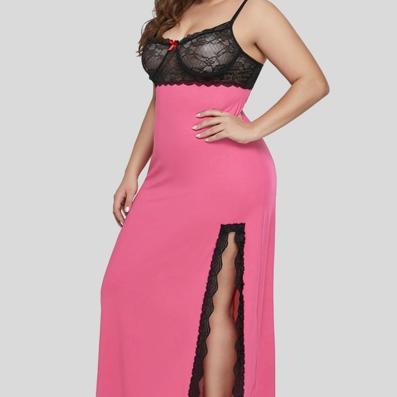 Rose/Black Gown Lingerie - Picture 3 of 5